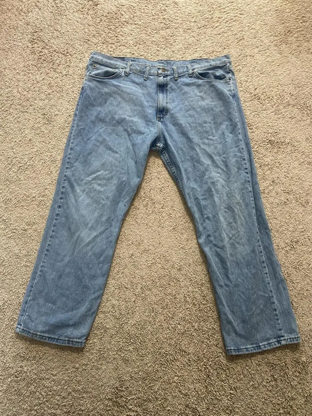 Wrangler Jeans Mens 44x28 Blue Light Wash Relaxed Straight Denim Big & Tall